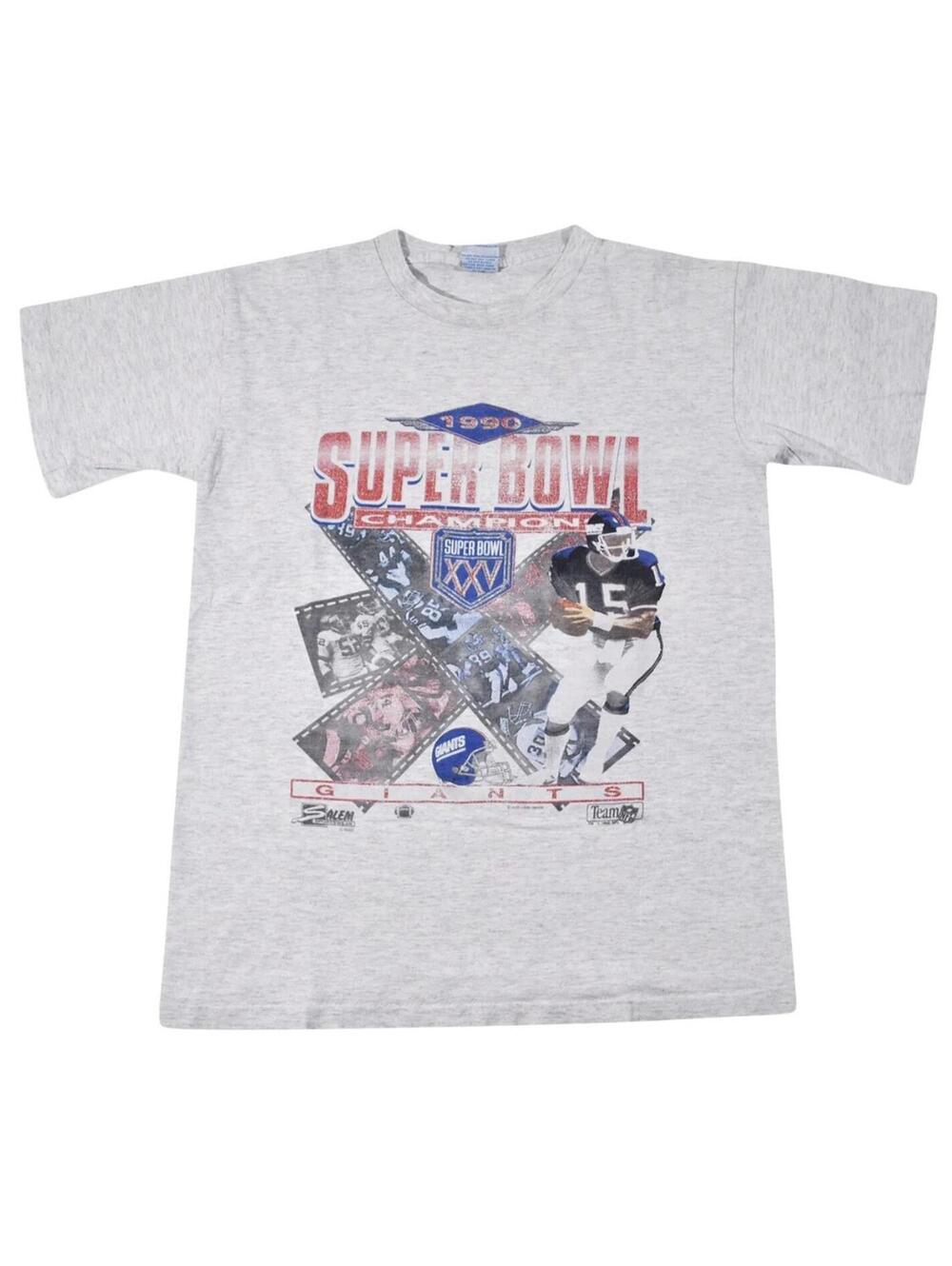 Vintage New York Giants Super Bowl XXV Salem Sportswear NFL Gray Shirt Medium